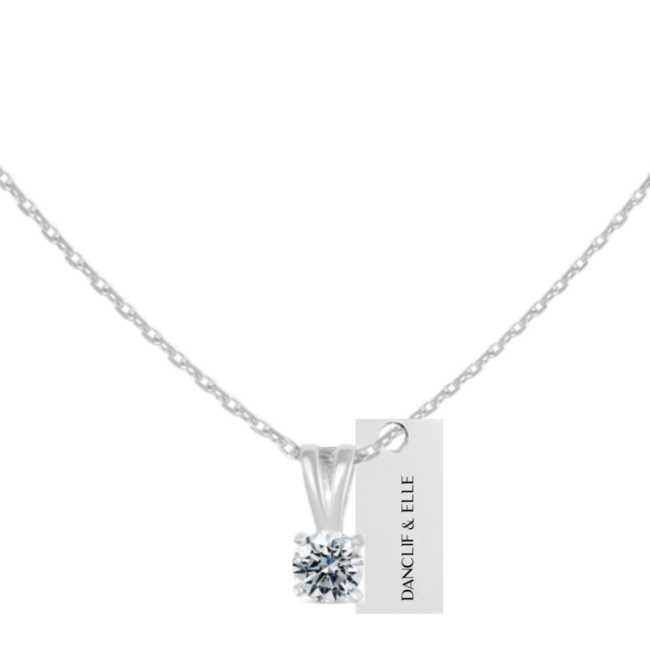 "Collier solitaire N°2" en or 750 diamant 0.15 ct, 3g