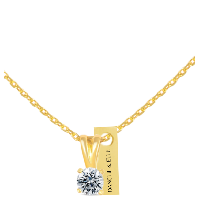 "Collier solitaire" en or 750 diamant 0.20 ct, 3g