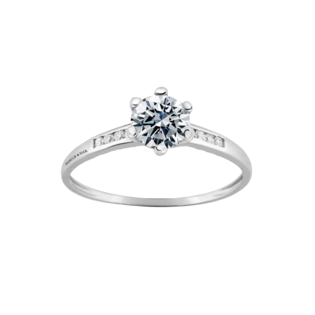 "Bague" solitaire accompagné or 750 et diamants 0.34 ct
