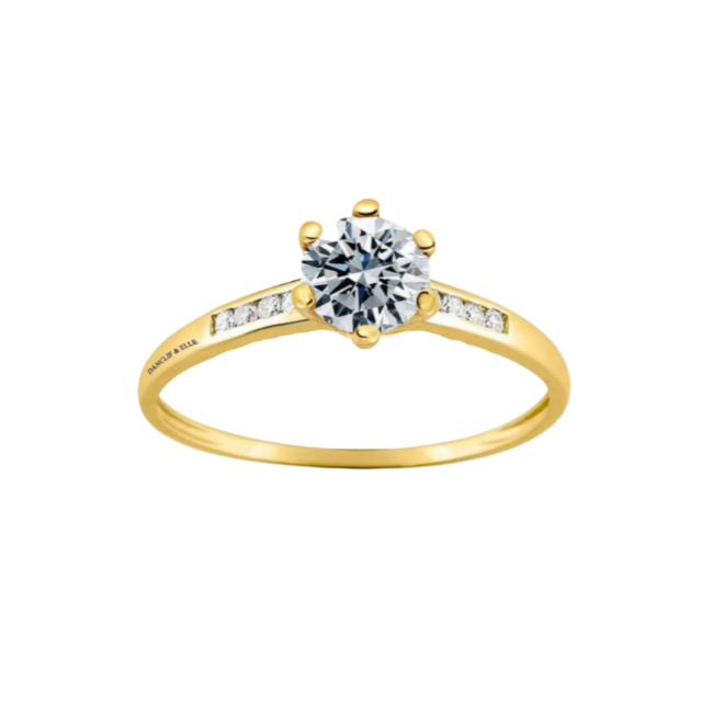 "Bague" solitaire accompagné or 750 diamant 0.34 ct