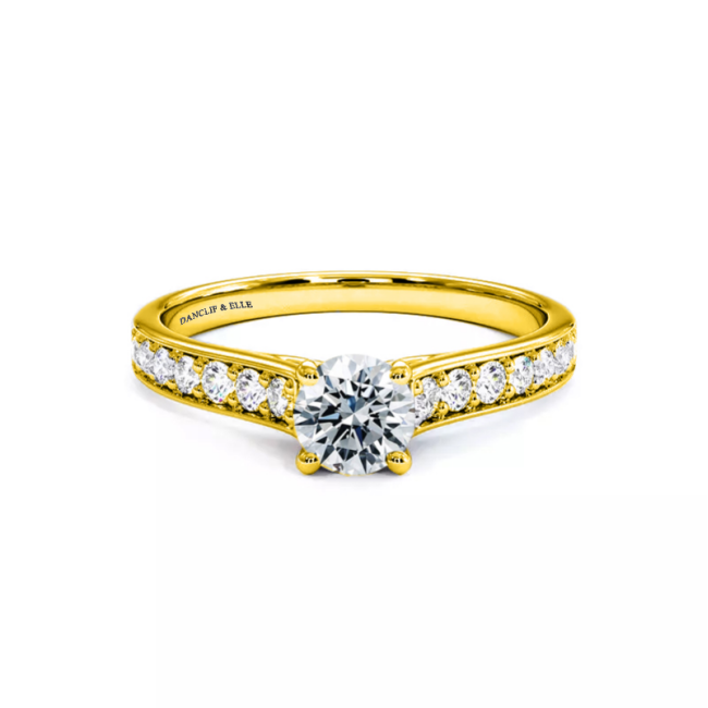 "Bague solitaire accompagné" en or 750 diamants 0.37 ct