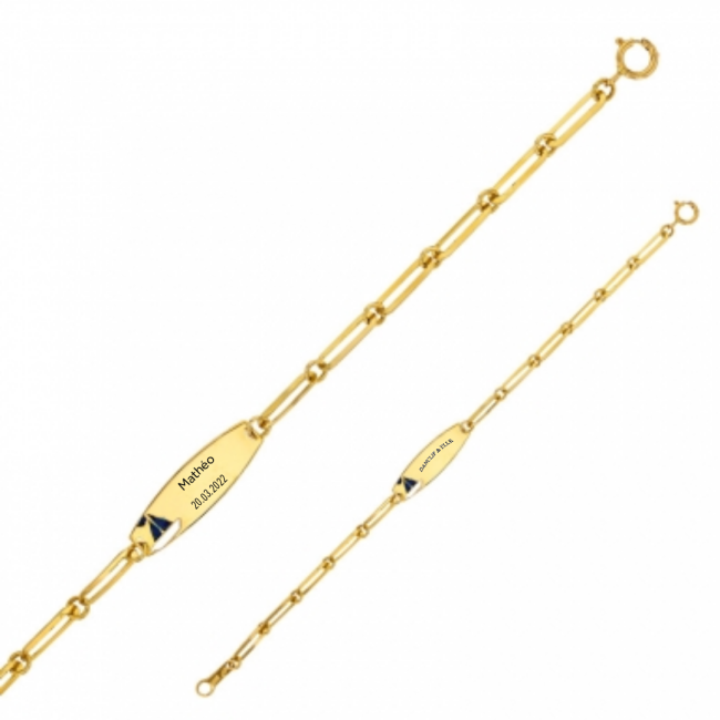"Bracelet de baptême or 750 ème jaune